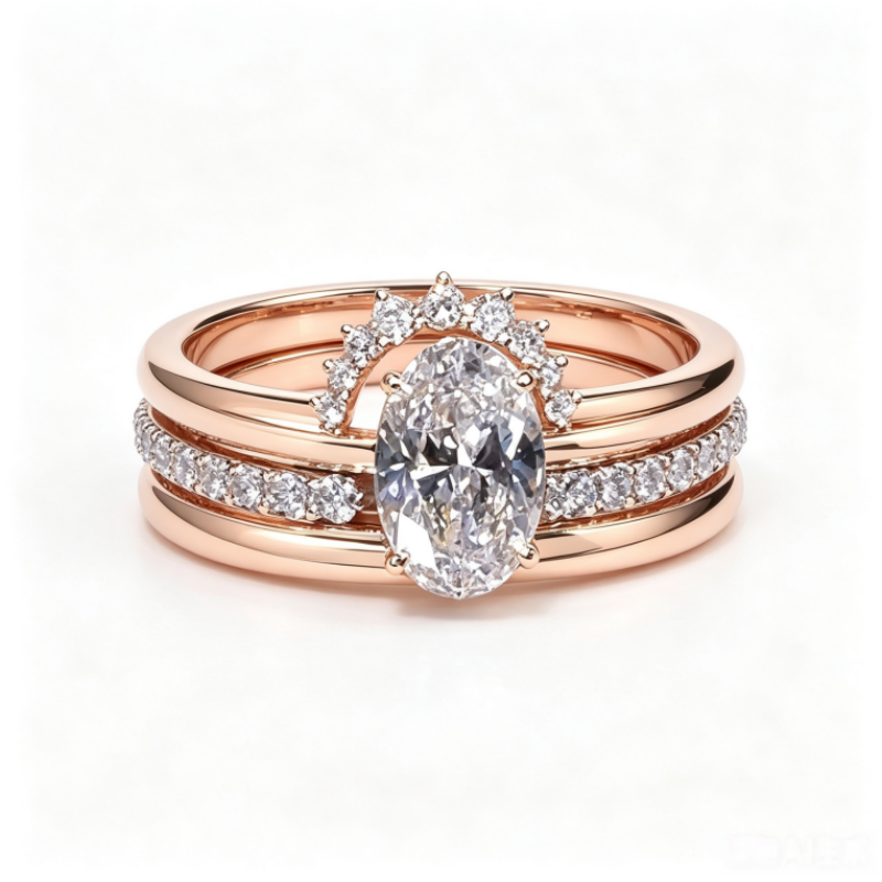 Oval Diamond Stackable Ring Set
