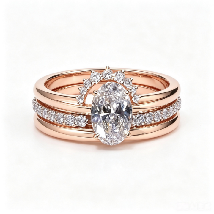 Oval Diamond Stackable Ring Set