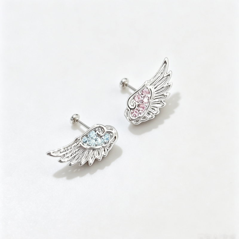Wing Stud Earrings with Sterling Silver Post
