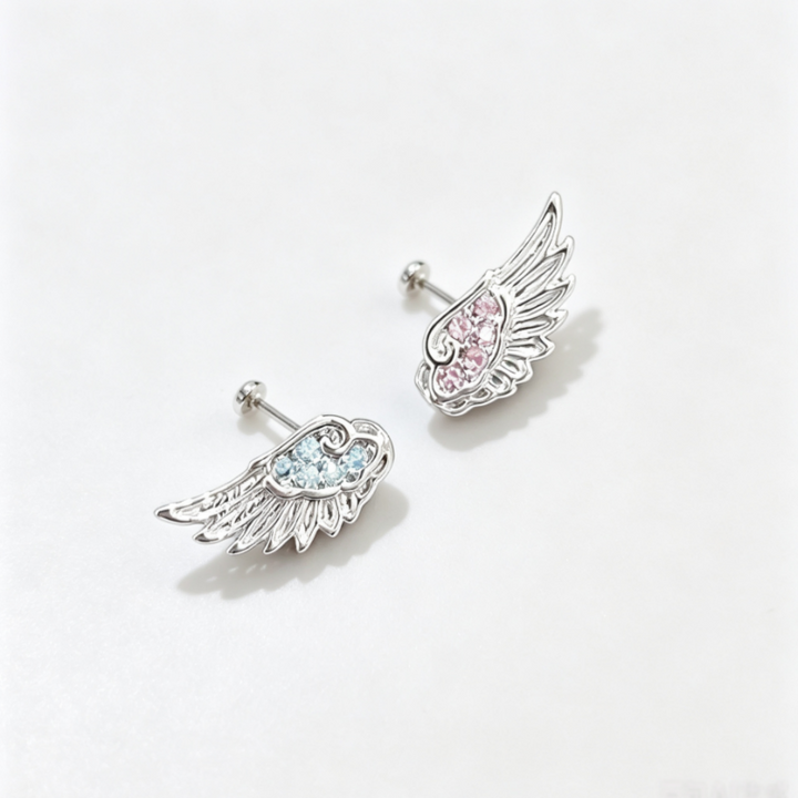 Wing Stud Earrings with Sterling Silver Post