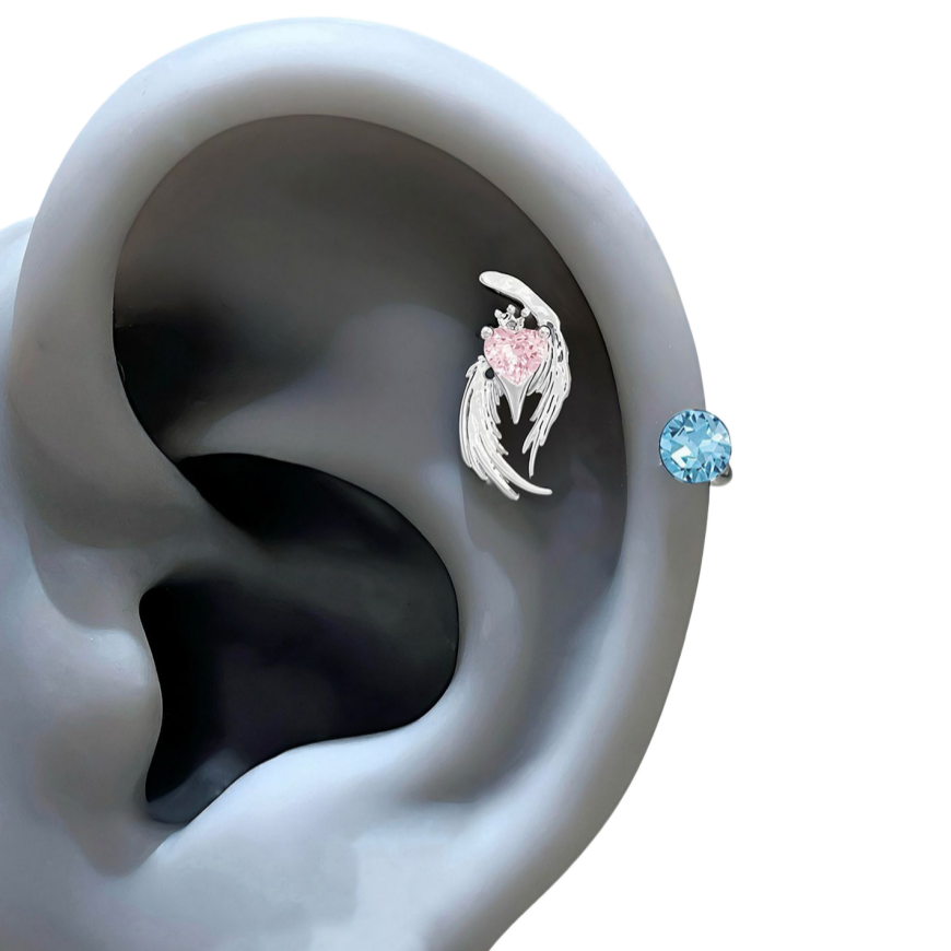 Angel Wing & Gemstone Cartilage Earring