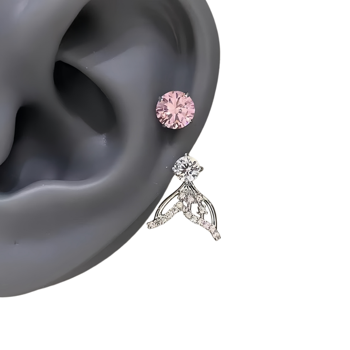 Angel Wing & Gemstone Cartilage Earring