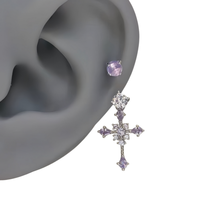 Angel Wing & Gemstone Cartilage Earring