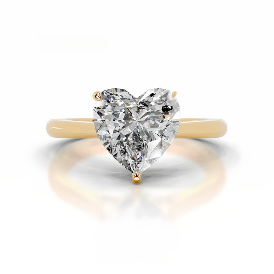 Heart Cut Solitaire Diamond Ring with 925 Sterling Silver