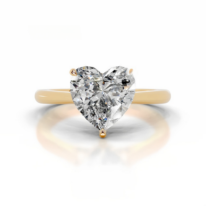 Heart Cut Solitaire Diamond Ring with 925 Sterling Silver