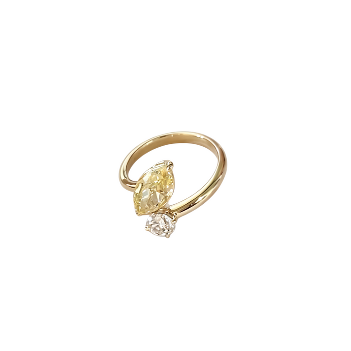 Toi Et Moi Marquise Yellow Diamond & Round Diamond Ring