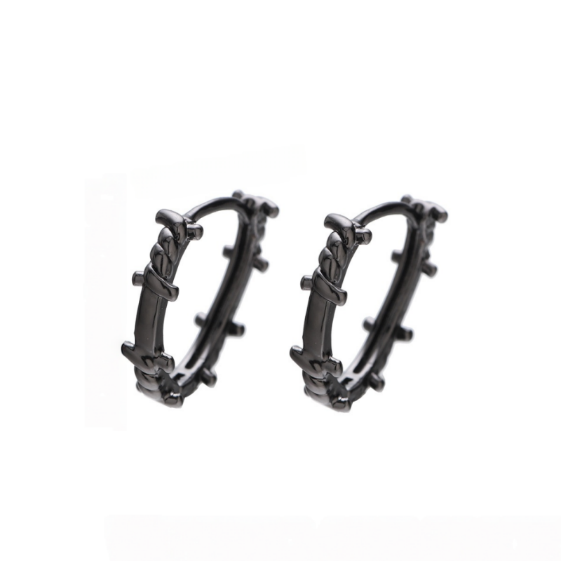 Barbed Wire Hoop Earrings, Minimalist Edgy Huggie Earrings