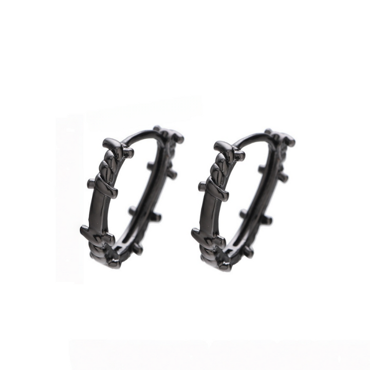 Barbed Wire Hoop Earrings, Minimalist Edgy Huggie Earrings