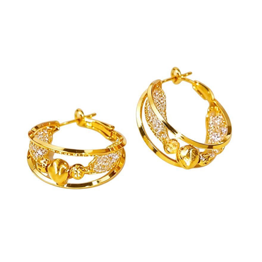 Layered Hoop Earrings with Sparkling Crystal Accents