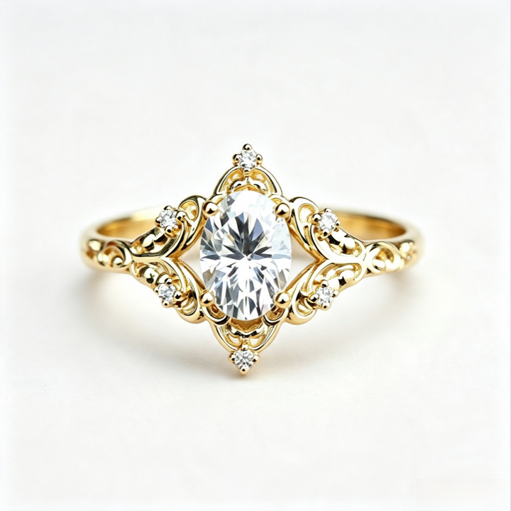 Vintage Oval Cut Diamond Engagement Ring