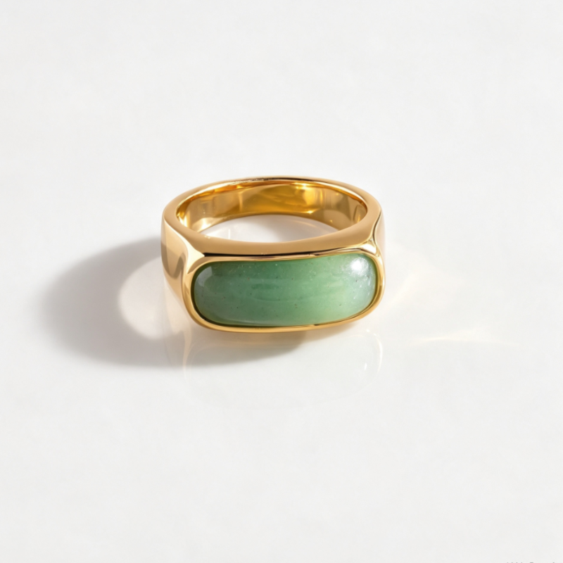 Minimalist Jade Signet Ring Sleek Oval Jade Ring for Men & Women