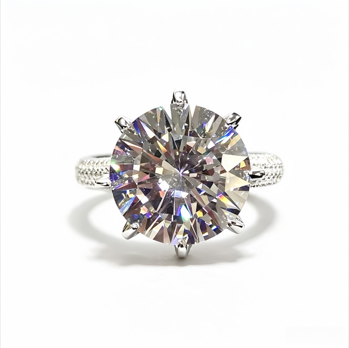 Round Brilliant Cut Solitaire Diamond Ring 925 Sterling Silver Luxury Engagement Ring