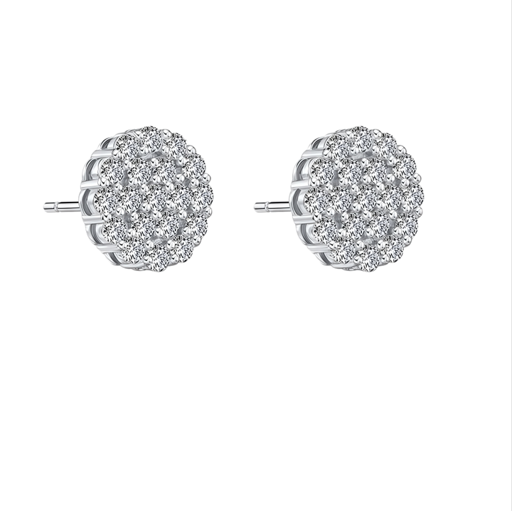 Post Luxury Jewelry Round Cluster Pave Diamond Stud Earrings