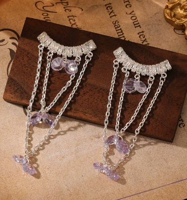 Multi‑Style Tassel Gemstone Long Earrings Vintage Luxury Sterling Silver Dangle Stud Earrings For Women