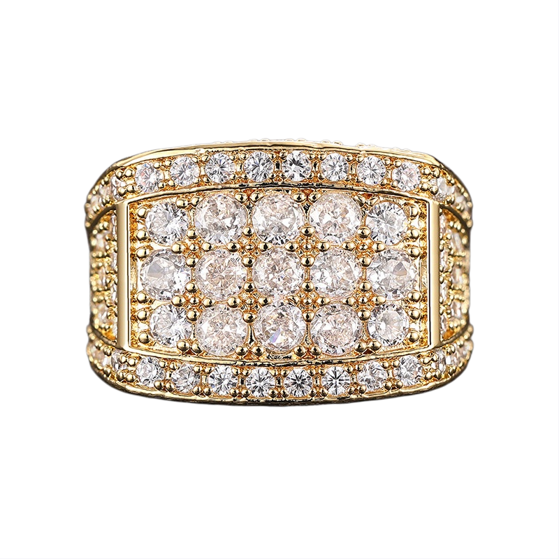 Wide Full‑Pave Diamond Men Ring Hip‑Hop Statement Luxury Diamond Band