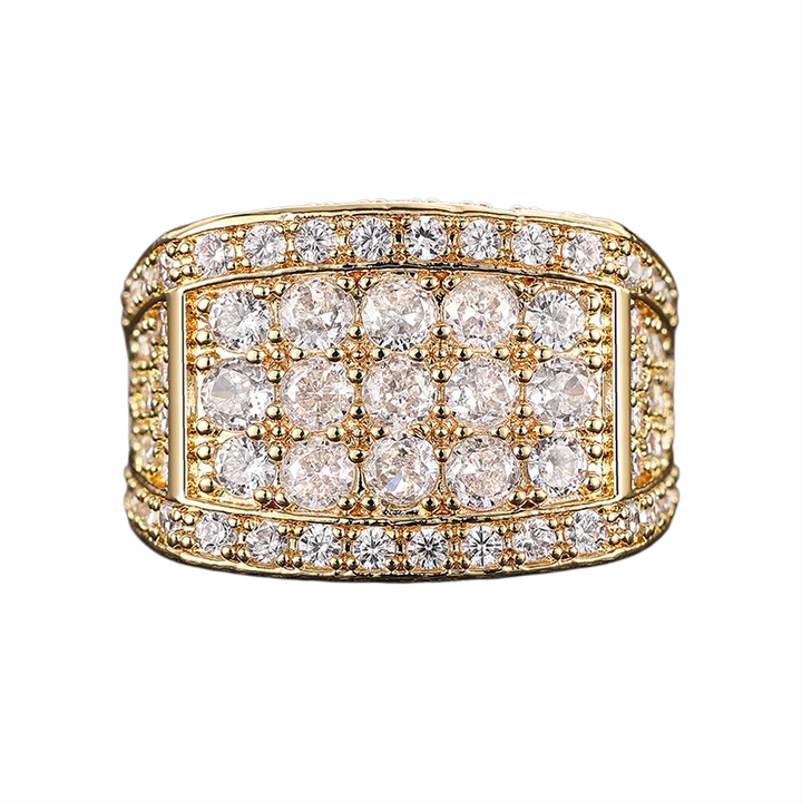 Wide Full‑Pave Diamond Men Ring Hip‑Hop Statement Luxury Diamond Band