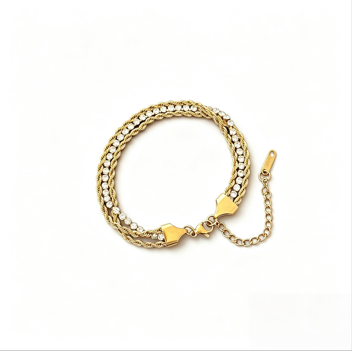 Double‑Layer Wrapped Diamond Bracelet Vintage Luxury Stackable Wrist Accessory