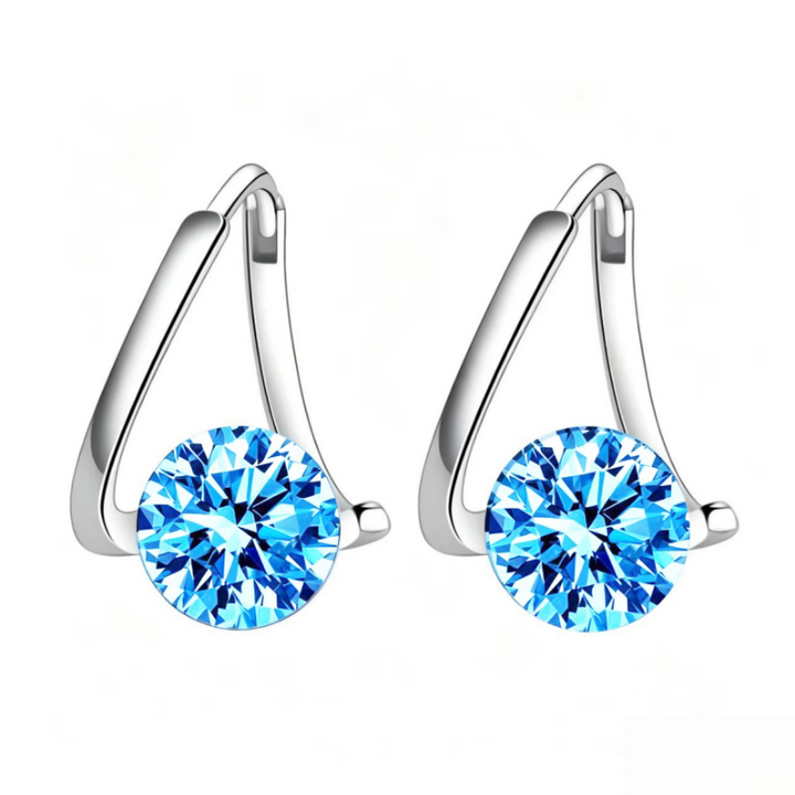 V Shape Round Diamond Huggie Earrings Multi Color Diamond