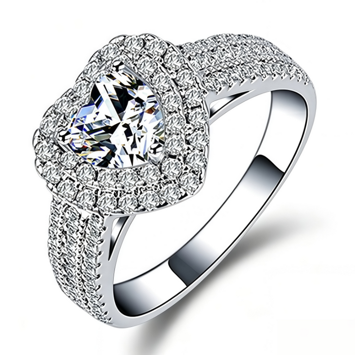 Heart Shape Diamond Halo Engagement Ring Multi Color Stone 2 Tone Options