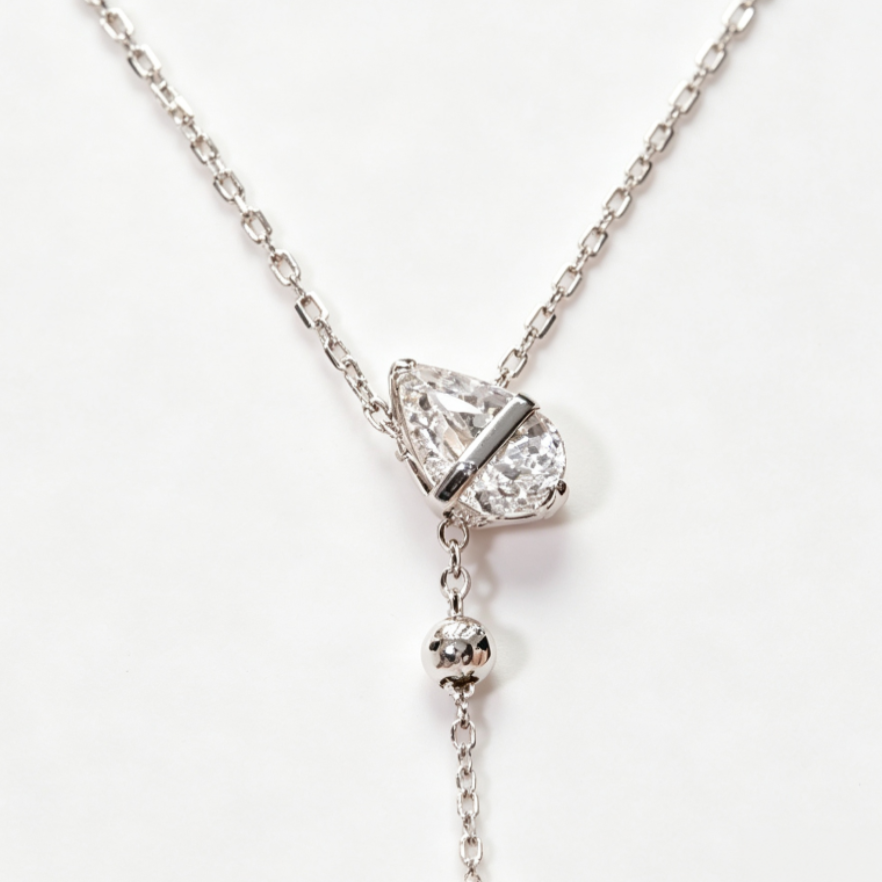Minimalist Teardrop Diamond Y Necklace Dainty Adjustable Pendant Necklace For Women Daily Wear Party