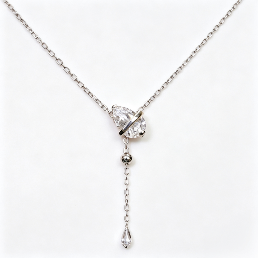 Minimalist Teardrop Diamond Y Necklace Dainty Adjustable Pendant Necklace For Women Daily Wear Party