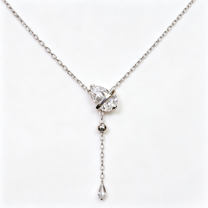Minimalist Teardrop Diamond Y Necklace Dainty Adjustable Pendant Necklace For Women Daily Wear Party