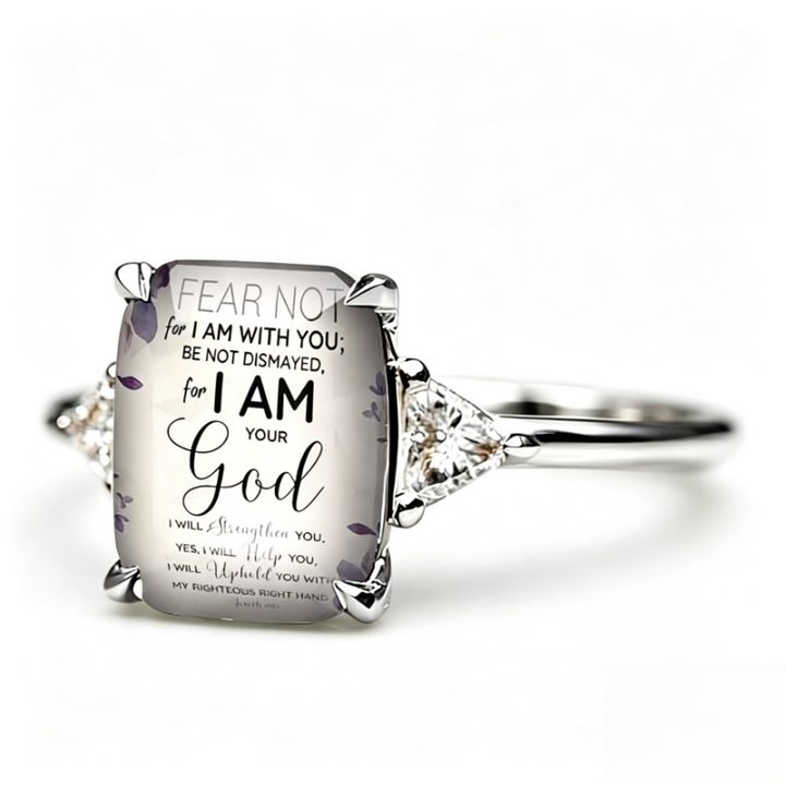 Bible Verse Inspirational Quote Statement Ring Faith Floral Rectangle Ring For Women