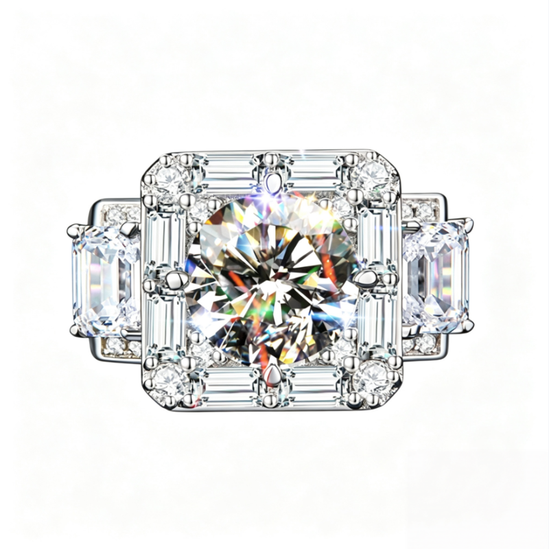 Hip Hop Square Halo Diamond Statement Ring Luxury Iced Out Wide Band Ring For Men Fashion Party Jewelry