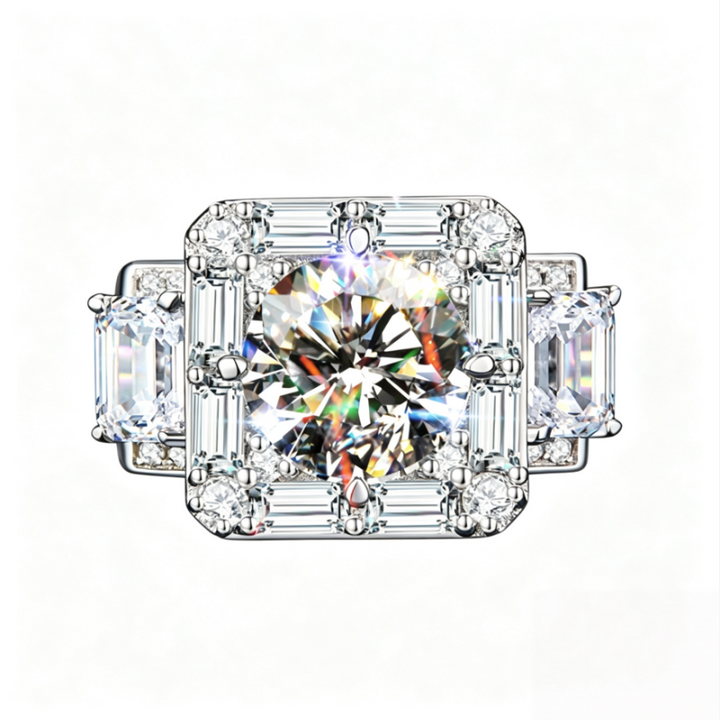 Hip Hop Square Halo Diamond Statement Ring Luxury Iced Out Wide Band Ring For Men Fashion Party Jewelry