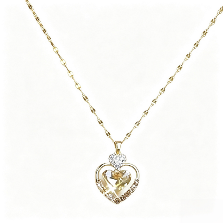 Double Heart Pendant Necklace Luxury Diamond Inlaid Women Necklace Romantic Love Jewelry Gift