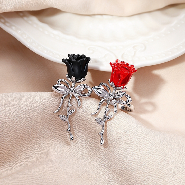 Rose Bowknot Open Ring Vintage Romantic Statement Jewelry For Women