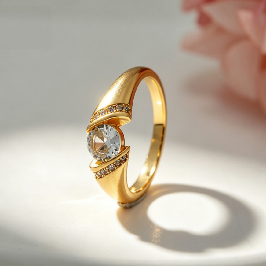 Modern Twist Solitaire Diamond Ring Minimalist Statement Jewelry For Women