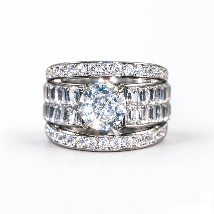 Round Diamond Statement Ring Vintage Bridal Wedding Band Luxury Engagement Ring For Women Men