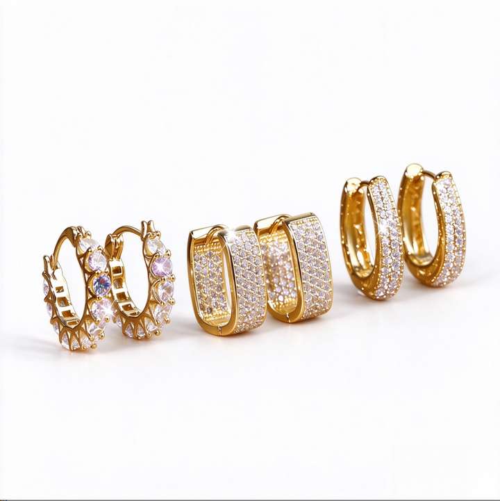 Diamond Hoop Earrings Set Multi Style Huggie Earring Pack Luxury Statement Ear Jewelry For Women Wedding Party Daily Dating Accessory
