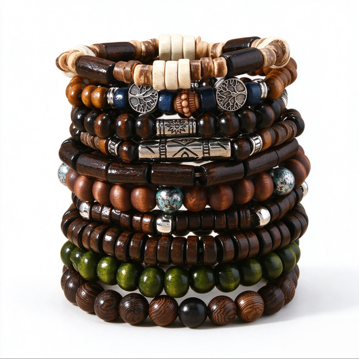 Vintage Stackable Bracelet Set Multi Pieces Woven Wrist Cuff Tree Of Life Infinity Charm Hand Jewelry For Men Women