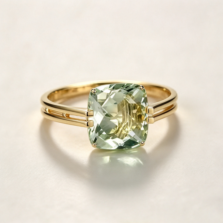 Cushion Cut Gemstone Statement Ring Split Double Band Minimalist Modern Cocktail Ring For Women