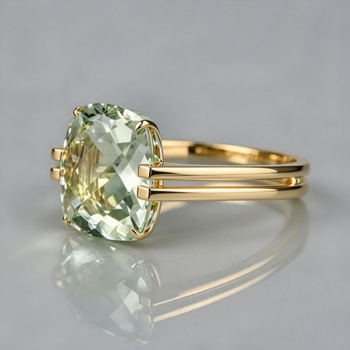 Cushion Cut Gemstone Statement Ring Split Double Band Minimalist Modern Cocktail Ring For Women