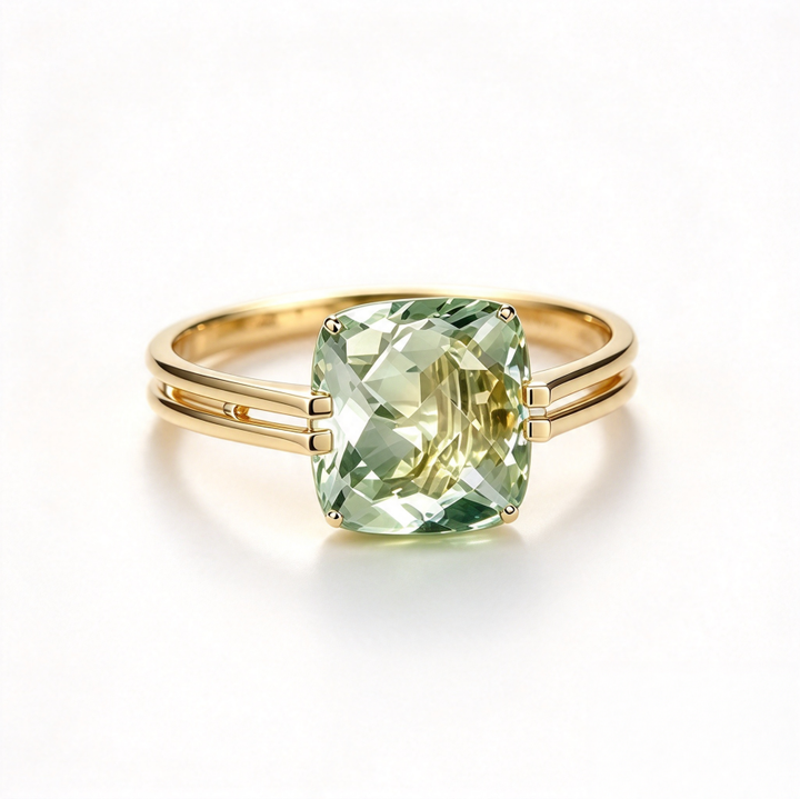 Cushion Cut Gemstone Statement Ring Split Double Band Minimalist Modern Cocktail Ring For Women