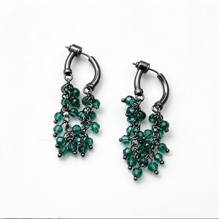 Dangling Beaded Crystal Drop Earrings Handmade Tassel Cluster Hoop Earrings For Women Statement Party Jewelry