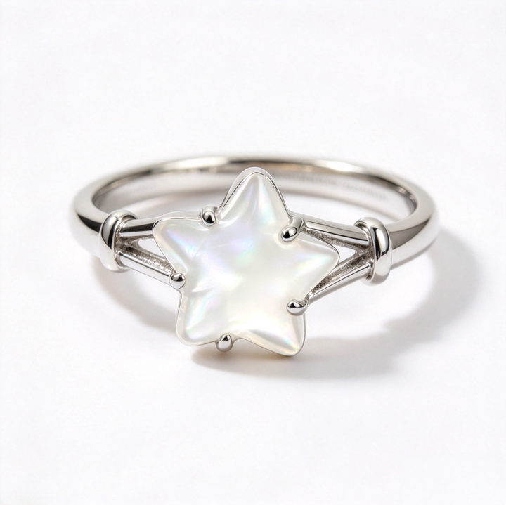 Star Shape Statement Ring Moonstone Inlaid Diamond Ring Minimalist Dainty Stackable Ring Elegant Daily Fashion Jewelry Gift For Women