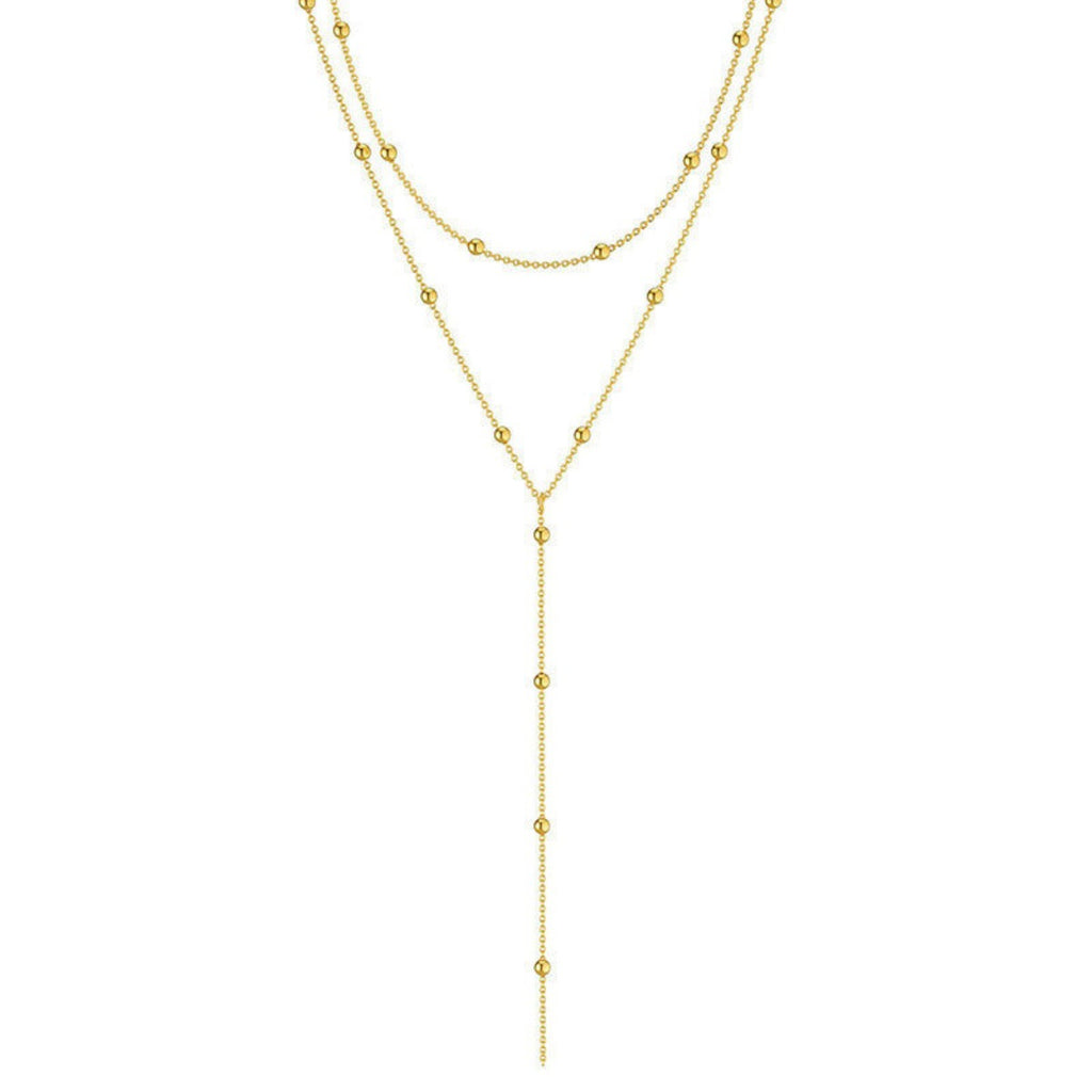 Multi-layer Beaded Y Drop Clavicle Chain
