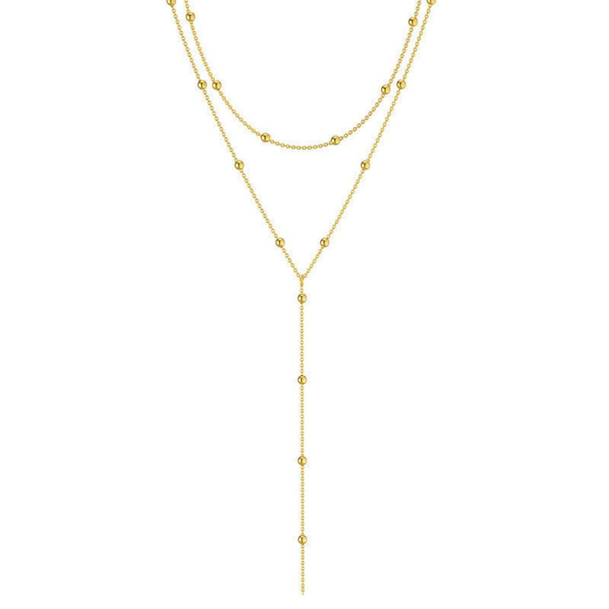 Multi-layer Beaded Y Drop Clavicle Chain