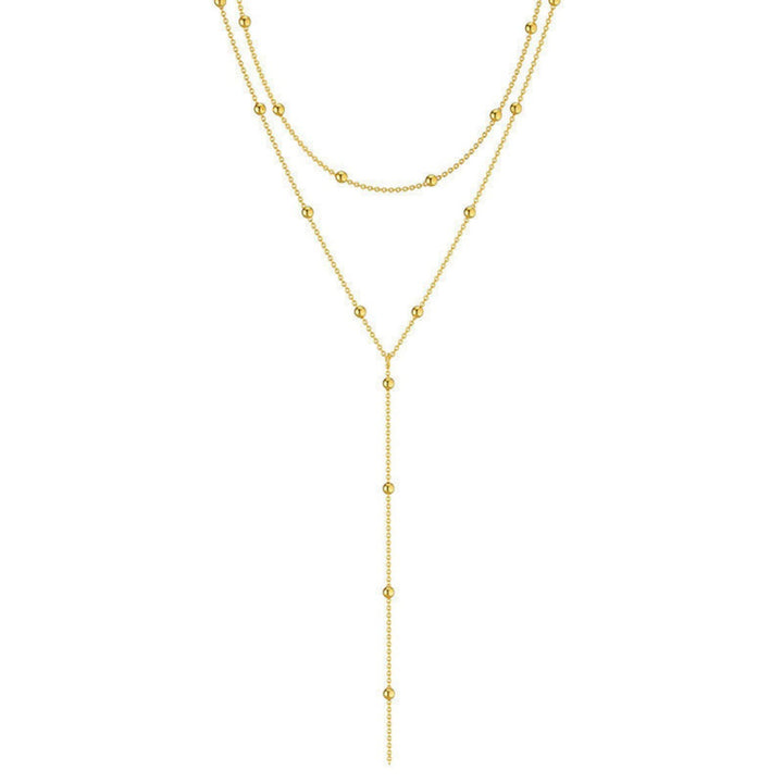 Multi-layer Beaded Y Drop Clavicle Chain