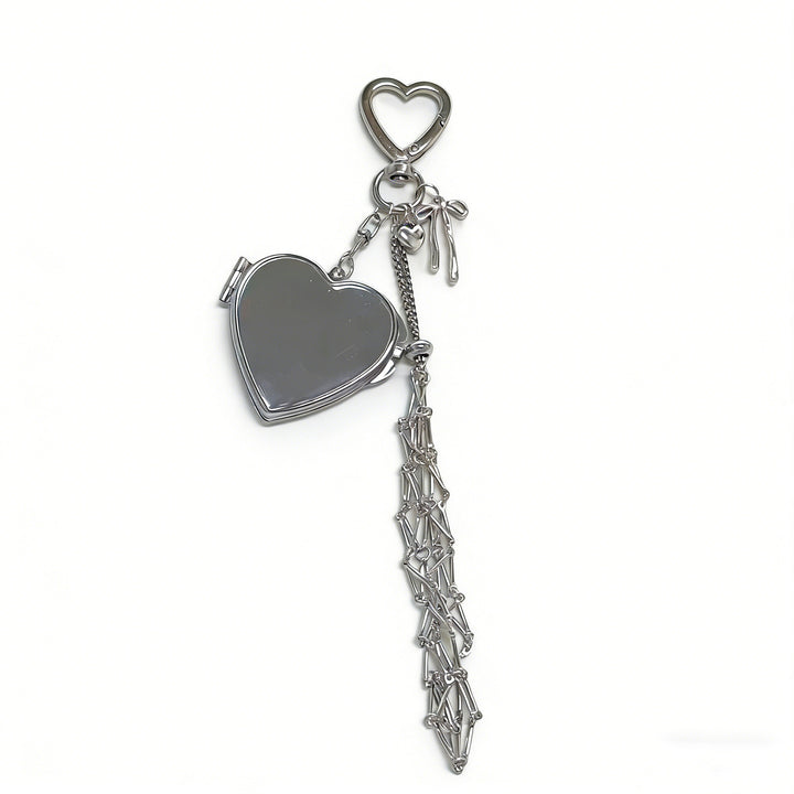 Lipstick Holder Keychain with Mini Mirror Heart Star Bag Charm