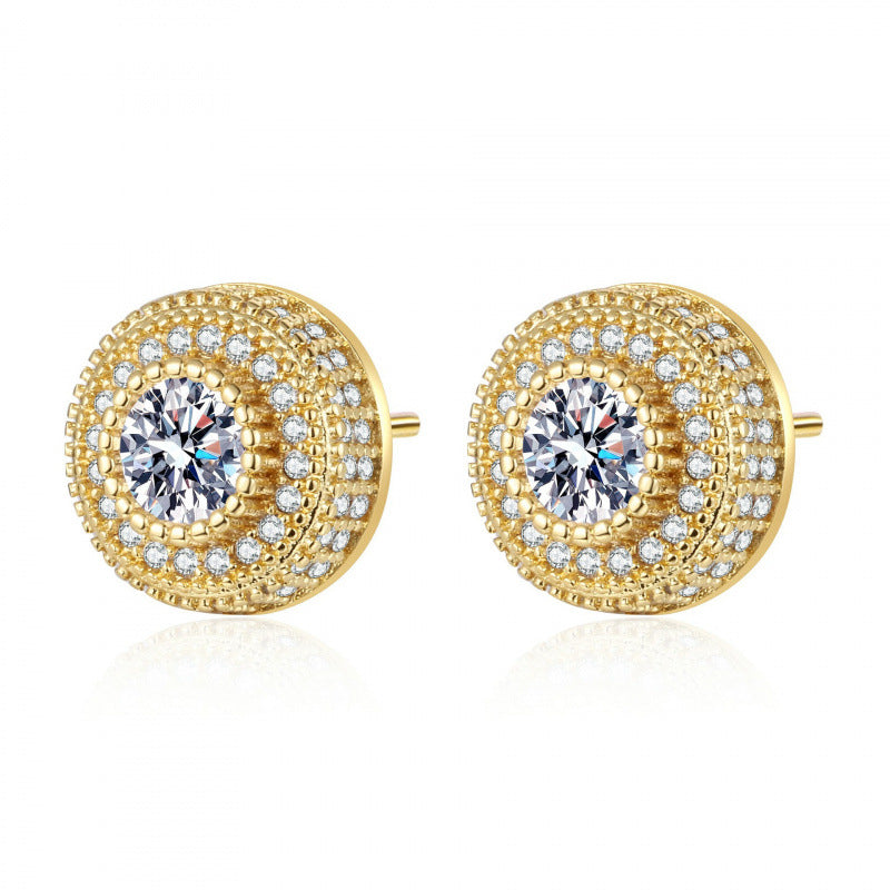 Pave Diamond 925 Sterling Silver Stud Earrings Ideal Birthday Mother’s Day Christmas Gift for Women & Men