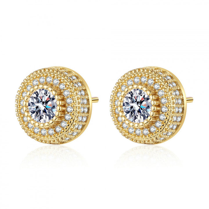 Pave Diamond 925 Sterling Silver Stud Earrings Ideal Birthday Mother’s Day Christmas Gift for Women & Men