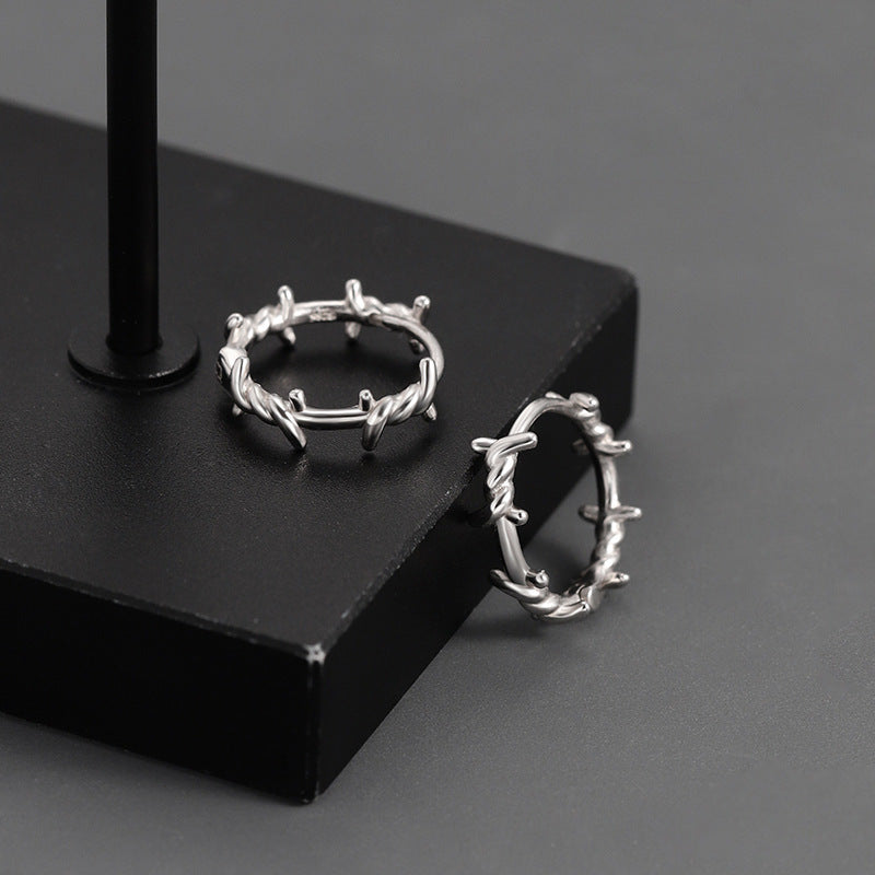Barbed Wire Hoop Earrings, Minimalist Edgy Huggie Earrings