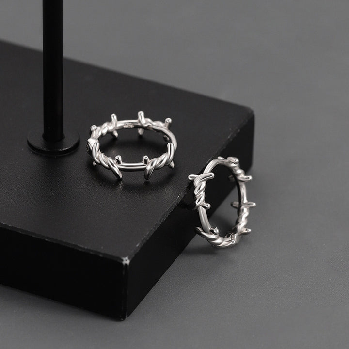 Barbed Wire Hoop Earrings, Minimalist Edgy Huggie Earrings