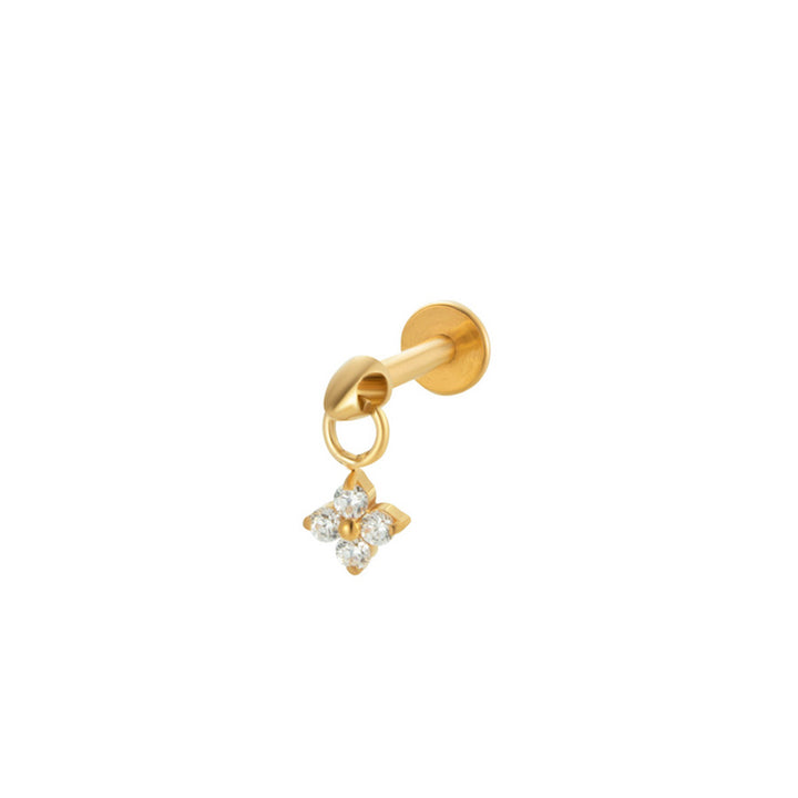 Clover Dangle Labret Earring Diamond Flower Cartilage Tragus Stud Jewelry
