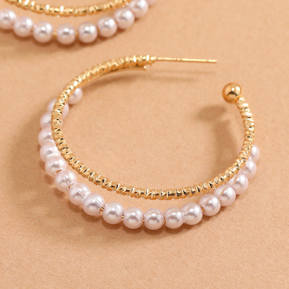 Luxury Vintage Pearl Hoop Earrings